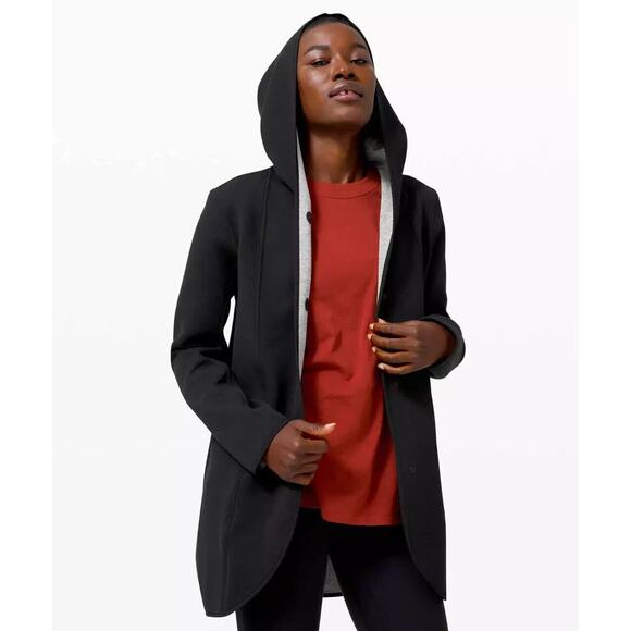 Lululemon EUC Black/Gray Reversible Urban Horizons Hooded Jacket L - Picture 1 of 15